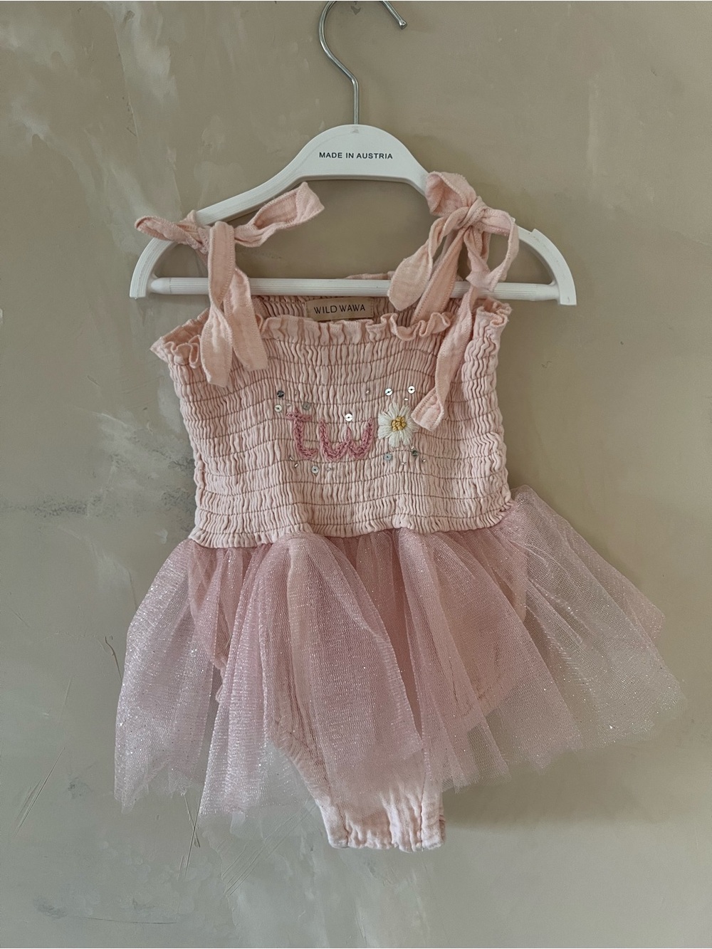 Wild Wawa Pink Tulle Toddler One-Piece Bodysuit with Tie Straps